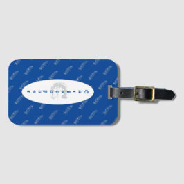 Name Blue Feathers Pattern Elegant Simple Modern Gepäckanhänger