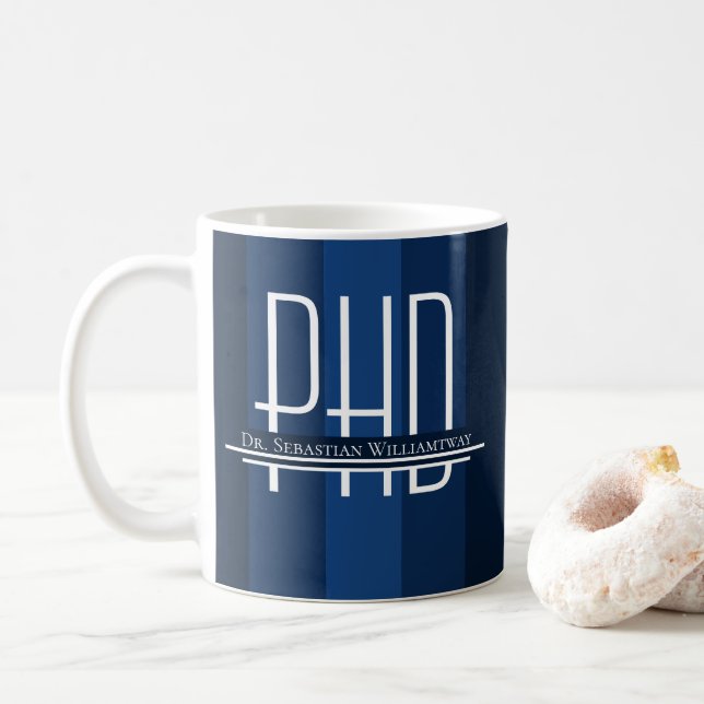 Name Blue Graduate PhD Tasse (Mit Donut)
