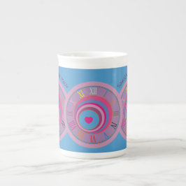 Name Blue Lila Pink Heart Circles Roman Numerus Prozellantasse