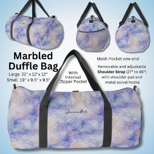 Name Blue Mauve Gold Marble Duffle Bag hinzufügen