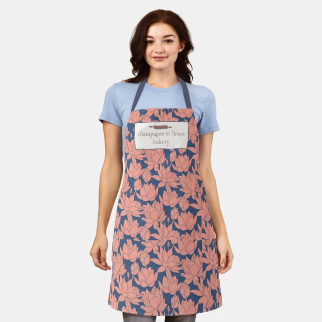 Name Blue & Pink Lotus Koch oder Personal für kund Schürze (Getragen)