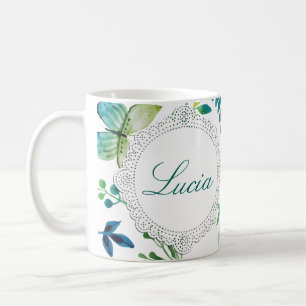 Name-Blumen-Grün-Kaffee-Tasse personifizieren Kaffeetasse