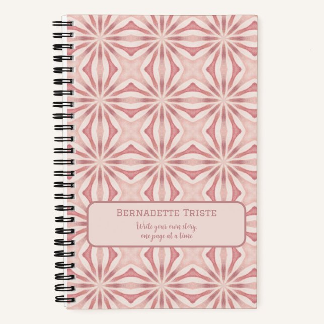 Name Blush Pink Abstrakt Bläserchic Hübsch Girl Notizbuch (Vorderseite)