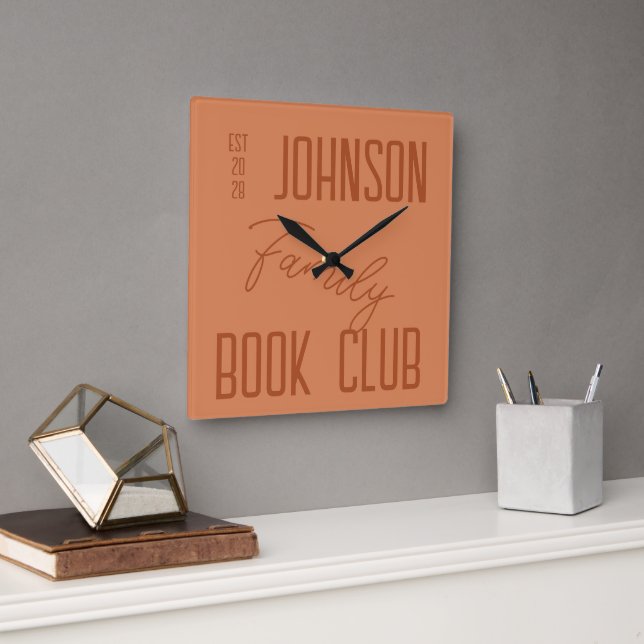 Name Book Club Quadratische Wanduhr (Büro)