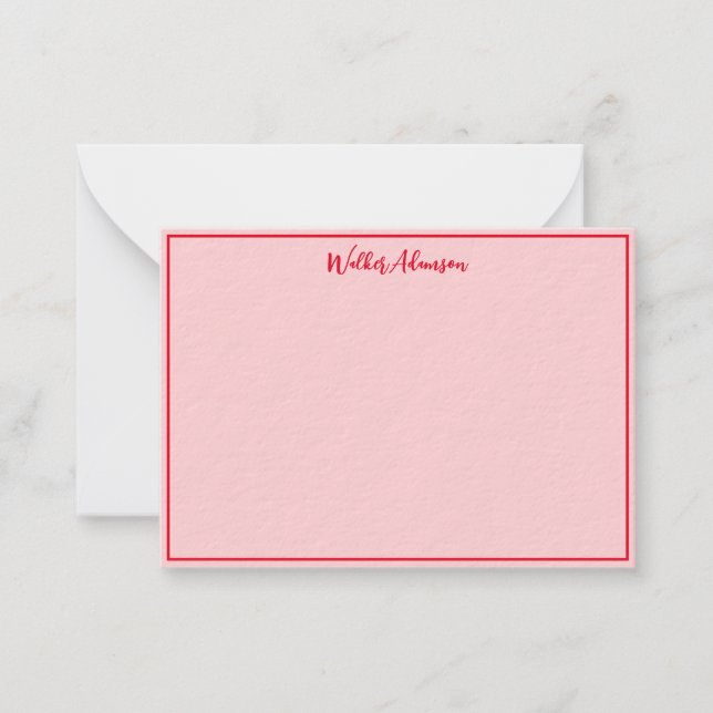 Name, Border & Classic Tartan Scottish Kariert Red Mitteilungskarte (Vorderseite)