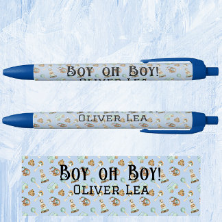 Name, Boy oh Boy, Baby Dusche Favoriten Schwarzer  Kugelschreiber
