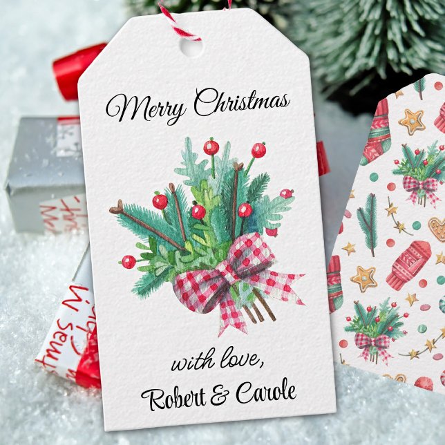 Name, Brandzweige Red Berries Weihnachtsmarken Geschenkanhänger (Von Creator hochgeladen)