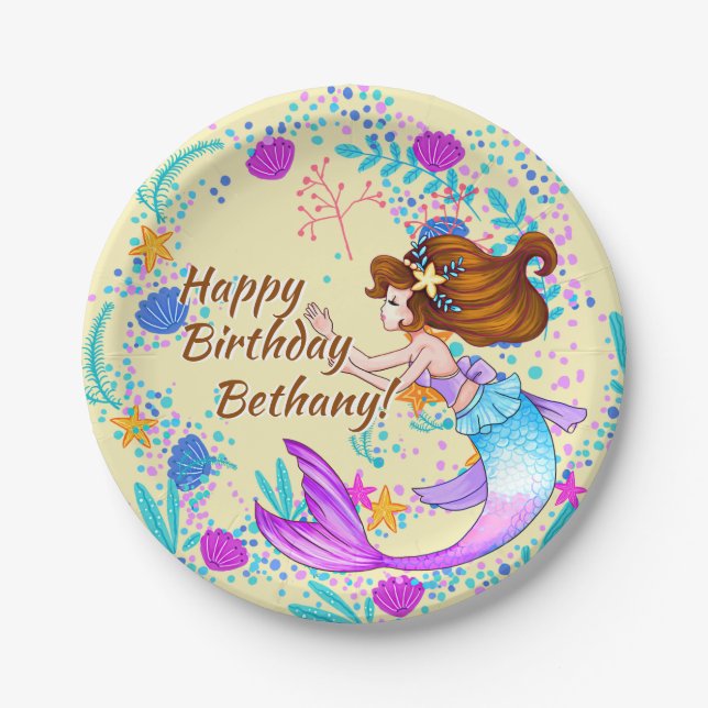 Name Braun Haaresthühner Mauve auf Cream Party P Pappteller (Vorderseite)