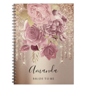 Name Brautparty Tropfen Rosen Rose Notizblock