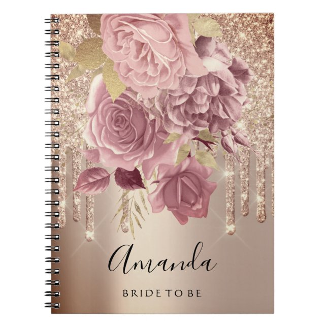 Name Brautparty Tropfen Rosen Rose Notizblock (Vorderseite)