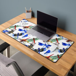 Name || Bright Watercolor Dragonfly Pattern  Schreibtischunterlage