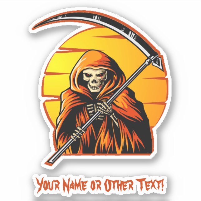 Name Brown Grim Sensenmann Orange Sunset Halloween Aufkleber (Vorderseite)