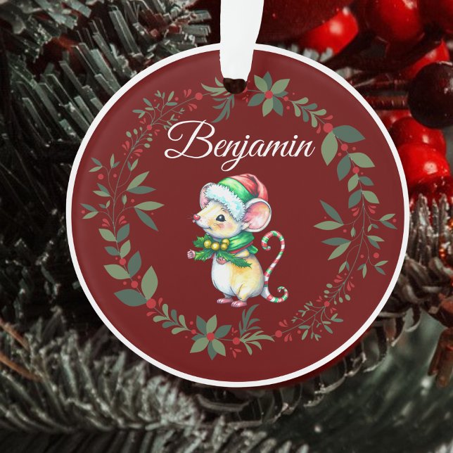Name Burgundy Niedlich Mouse Weihnachtsbaum Ornament (Von Creator hochgeladen)