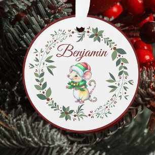 Name Burgundy Niedlich Mouse Weihnachtsbaum Ornament