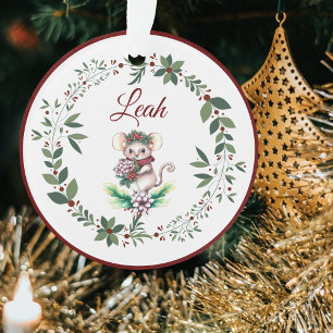 Name Burgundy Niedlich Mouse Weihnachtsbaum Ornament