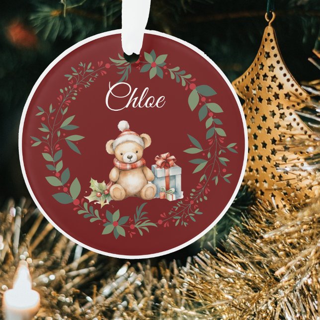 Name Burgundy Niedlich Teddy Weihnachtsbaum Ornament (Von Creator hochgeladen)