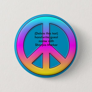 Name Button RETRO Friedensfavoriten für 60er-Hippy