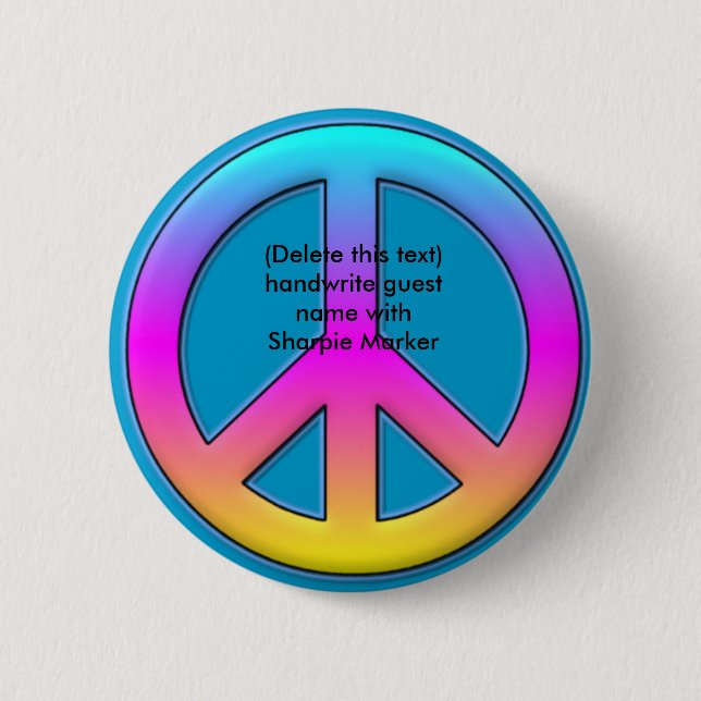 Name Button RETRO Friedensfavoriten für 60er-Hippy (Vorderseite)