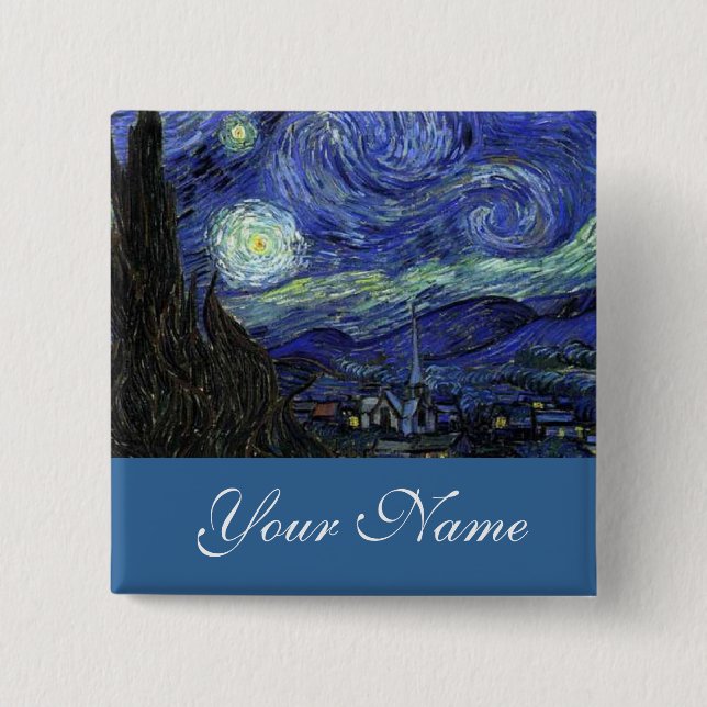 Name Button, Vincent van Gogh, Starry Night Button (Vorderseite)