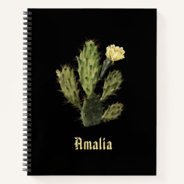 Name Cactus Blume Vintag Black Spiral Notebook Notizbuch