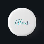 Name Calligraphy Script Plain Simple White Blue Button<br><div class="desc">This template can be customized to meet all professional occupations.</div>