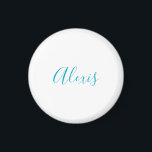 Name Calligraphy Script Plain Simple White Blue Magnet<br><div class="desc">This template can be customized to meet all professional occupations.</div>