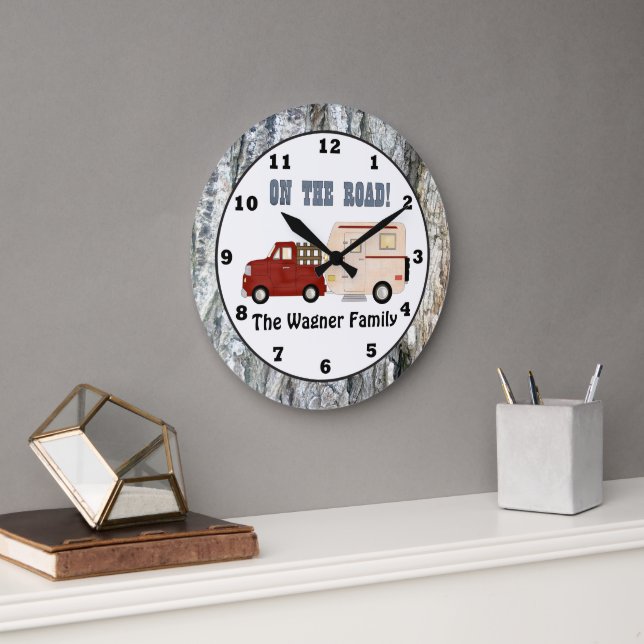 Name Camping Campingmauuhr hinzufügen Große Wanduhr (Büro)