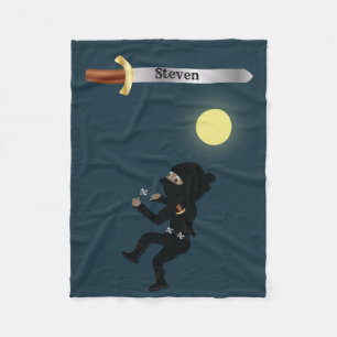 Name-Cartoon Ninja Junge Fleecedecke