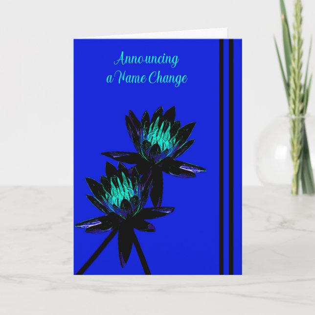 Name Change Announcement Card with Water Lilies Karte (Vorderseite)