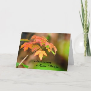 Name Change Card mit Herbstlauben Ankündigung