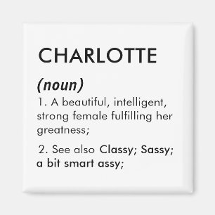 Name Charlotte, Bearbeitbarer Name, Benutzerdefini Magnet