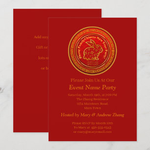 Name Chinesisch Neujahr 2023 Jahr Rabbit Gold Einladung