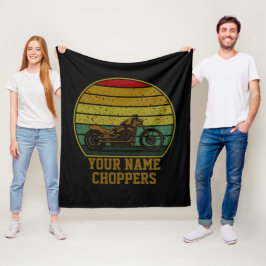 Name Chopper Motorrad-Retro-Sunset hinzufügen Fleecedecke