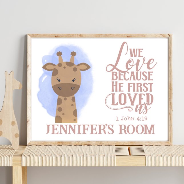 Name Christliches Niedliches Baby-Giraffe-Biokozif Poster (Von Creator hochgeladen)