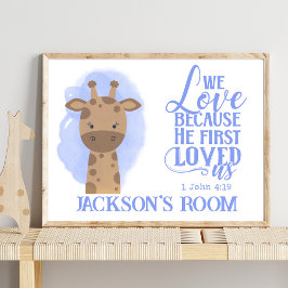 Name Christliches Niedliches Baby-Giraffe-Biokozif Poster