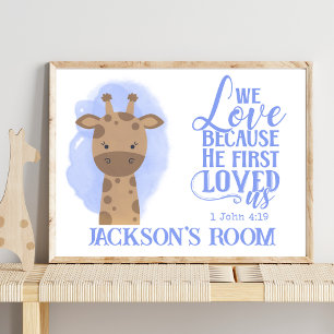 Name Christliches Niedliches Baby-Giraffe-Biokozif Poster