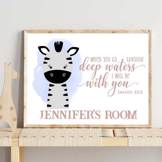 Name Christliches Niedliches Baby Zebra Biokonzept Poster (Von Creator hochgeladen)