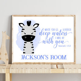 Name Christliches Niedliches Baby Zebra Biokonzept Poster