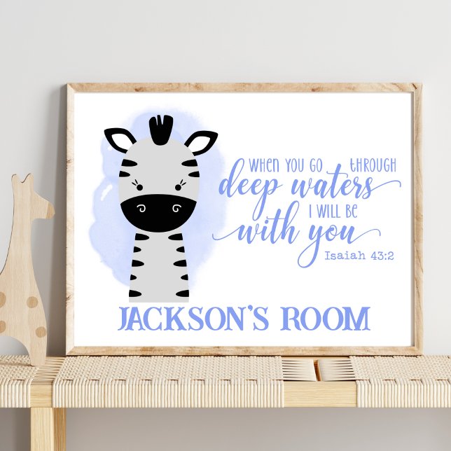 Name Christliches Niedliches Baby Zebra Biokonzept Poster (Von Creator hochgeladen)