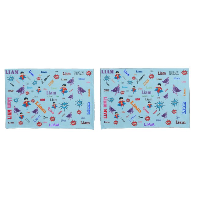 Name Collage 🎁 Phantastisch Bam Pow Superhero Kissenbezug (Vorderseite-Set)