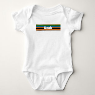 Name Combination Srtip Design - Chic Orange Base Baby Strampler