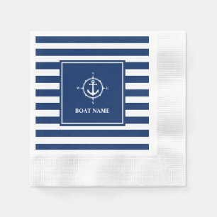 Name Compass Anker Blue Stripes Cocktail Serviette