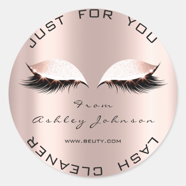 Name Danke Lash Cleaner Rose Gold Makeup Runder Aufkleber (Vorderseite)