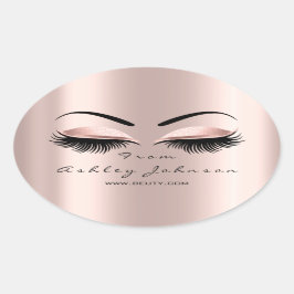 Name Dankeschön Beauty Glitzer Lash Makeup Artist Ovaler Aufkleber