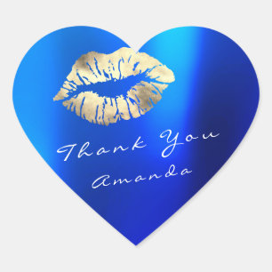 Name Dankeschön Herz Kiss Sapphire Blue Gold Makeu Herz-Aufkleber