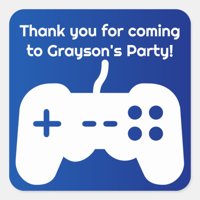 Name Dankeschön Party Blue Gaming Sticker (Vorderseite)