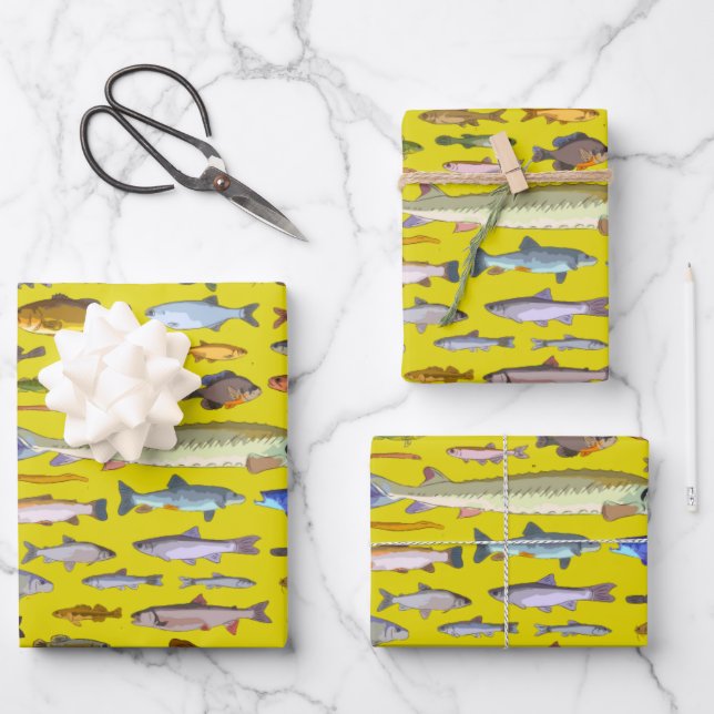 Name, dass Fisch Sportfischerei Fischer Geschenk Geschenkpapier Set (Vorderseite)