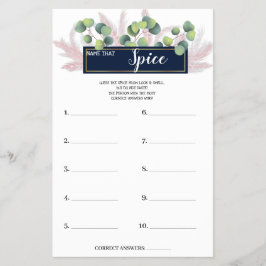 Name, dass Spice PampasGrass BridalShower Game Car Flyer