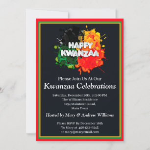 Name Date Details Kwanzaa Paint Splash hinzufügen, Einladung