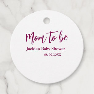 Name Datum Baby-Party werdende Mutter pink einfach Geschenkanhänger